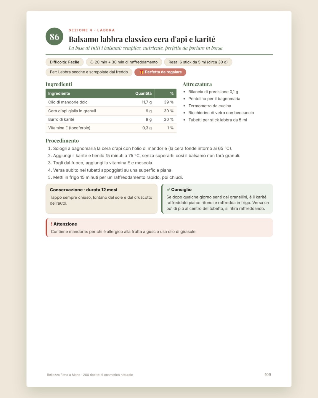 Balsamo labbra (ricetta 86)